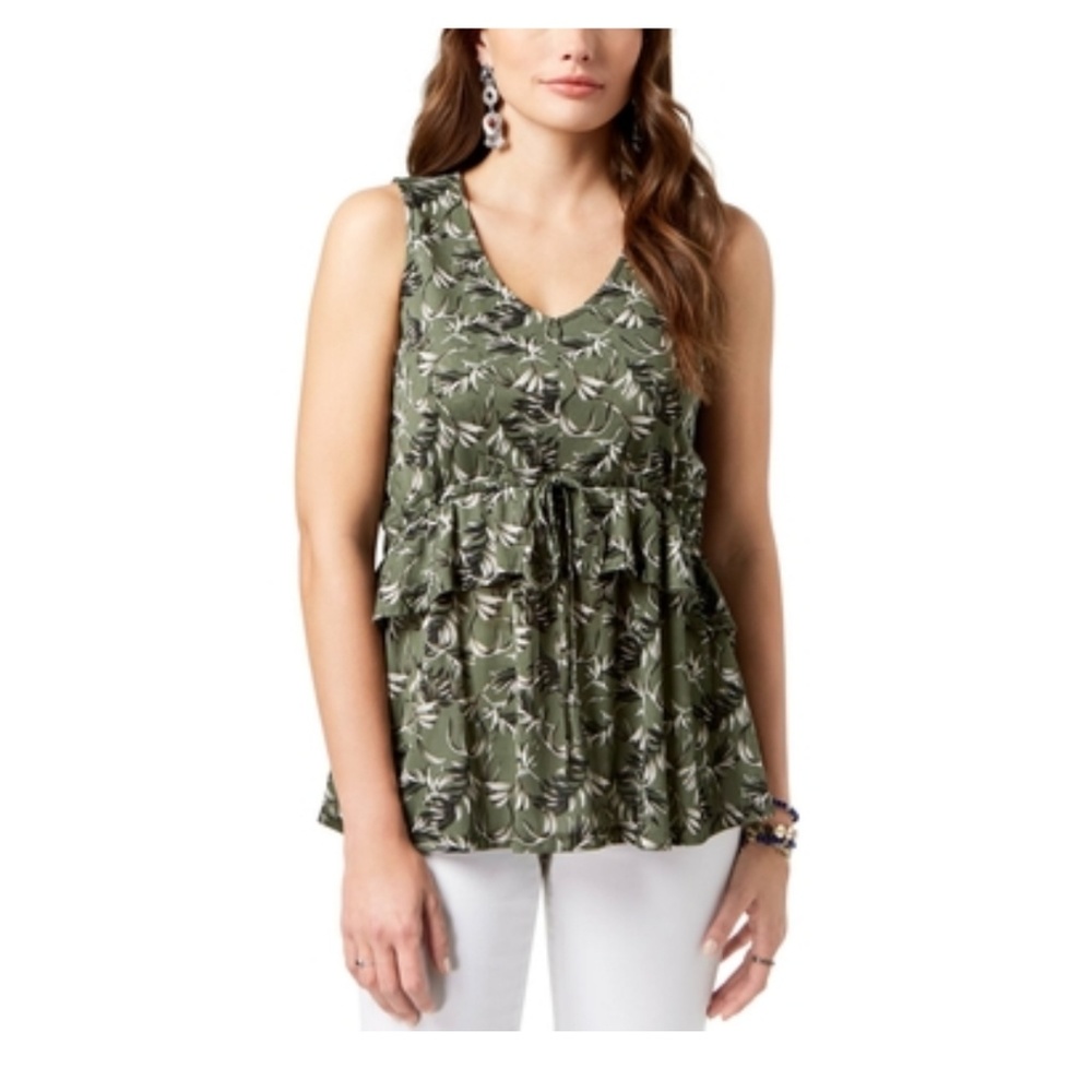 Style & Co. Petite Floral Print Peplum Top - PM - Picture 1 of 2